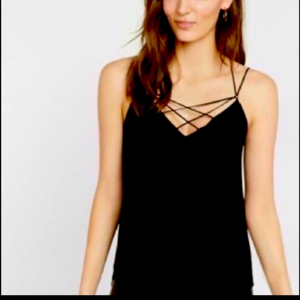 Strappy black express cami tank top